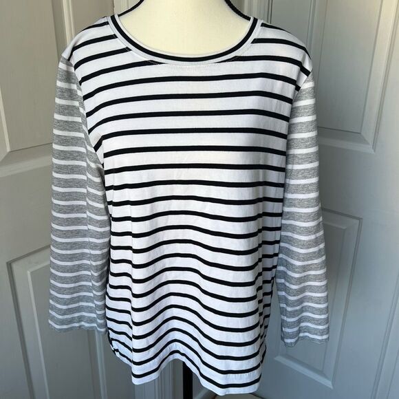 NWOT J Crew Stripe Long Sleeve Top Size Large - Picture 1 of 5